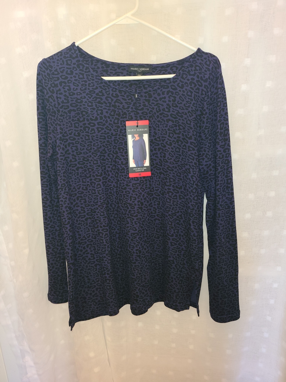 Mario Serrani Women's Purple Leopard Print Long Sleeve Top